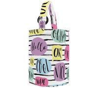 VAPOKF Womens Bucket Handbag, Funny Colorful Hello Nice Cool Stripe Canvas Tote Bag Purses Trendy Shoulder Bag