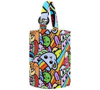 VAPOKF Womens Bucket Handbag, Funny Coloring Monsters Rainbow Pattern Canvas Tote Bag Purses Trendy Shoulder Bag