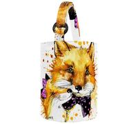 VAPOKF Womens Bucket Handbag, Funny Fox with Watercolor Splash Background Canvas Tote Bag Purses Trendy Shoulder Bag