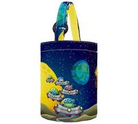 VAPOKF Womens Bucket Handbag, Funny Spaceship Earth Monster Astronaur Design Canvas Tote Bag Purses Trendy Shoulder Bag