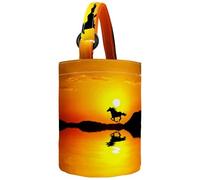 VAPOKF Womens Bucket Handbag, Horse Running Sunset Landscape Canvas Tote Bag Purses Trendy Shoulder Bag