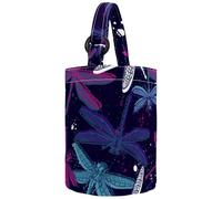VAPOKF Womens Bucket Handbag, Insect Dragonflies Pattern Canvas Tote Bag Purses Trendy Shoulder Bag