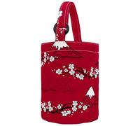 VAPOKF Womens Bucket Handbag, Japanese Cherry Blossom Fujisan Pattern Red Canvas Tote Bag Purses Trendy Shoulder Bag