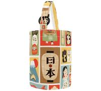 VAPOKF Womens Bucket Handbag, Japanese Culture Symbol Pattern Canvas Tote Bag Purses Trendy Shoulder Bag