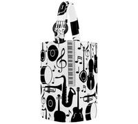 VAPOKF Womens Bucket Handbag, Jazz Music Musical Instruments Piano Drum Guitar Pattern Canvas Tote Bag Purses Trendy Shoulder Bag
