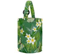 VAPOKF Womens Bucket Handbag, Jungle Floral Palm Tree Leaves Dragonflies Pattern Canvas Tote Bag Purses Trendy Shoulder Bag