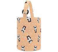 VAPOKF Womens Bucket Handbag, Kawaii Cute Panda Star Yellow Pattern Canvas Tote Bag Purses Trendy Shoulder Bag