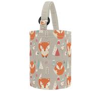VAPOKF Womens Bucket Handbag, Little Fox Surrounded by Flowers Canvas Tote Bag Purses Trendy Shoulder Bag
