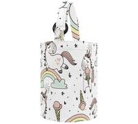 VAPOKF Womens Bucket Handbag, Magic Cute Unicorns Clouds Rainbow Stars Canvas Tote Bag Purses Trendy Shoulder Bag