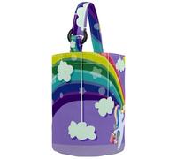 VAPOKF Womens Bucket Handbag, Magic Rainbow Cartoon Unicorn Clouds Canvas Tote Bag Purses Trendy Shoulder Bag