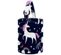 VAPOKF Womens Bucket Handbag, Magic Unicorn and Rainbow Moon Canvas Tote Bag Purses Trendy Shoulder Bag
