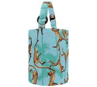VAPOKF Womens Bucket Handbag, Monkey in the Jungle Palm Trees Pattern Canvas Tote Bag Purses Trendy Shoulder Bag