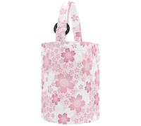VAPOKF Womens Bucket Handbag, Pink Cherry Blossom Flowers Pattern Canvas Tote Bag Purses Trendy Shoulder Bag