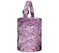 VAPOKF Womens Bucket Handbag, Pink Cherry Blossom Tree Flower Canvas Tote Bag Purses Trendy Shoulder Bag