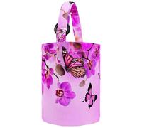 VAPOKF Womens Bucket Handbag, Purple Monarch Butterfly Flower Canvas Tote Bag Purses Trendy Shoulder Bag
