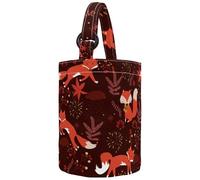 VAPOKF Womens Bucket Handbag, Red Fox Leaf Pattern Canvas Tote Bag Purses Trendy Shoulder Bag