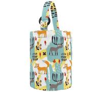 VAPOKF Womens Bucket Handbag, Reindeer Fox Leaf Pattern Canvas Tote Bag Purses Trendy Shoulder Bag