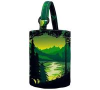 VAPOKF Womens Bucket Handbag, River Forest and Mountains Sunset Landscape Canvas Tote Bag Purses Trendy Shoulder Bag