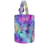 VAPOKF Womens Bucket Handbag, Rosy Blue Galaxy Starry Sky Canvas Tote Bag Purses Trendy Shoulder Bag