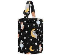 VAPOKF Womens Bucket Handbag, Sleeping Raccoon Fox Animals and Stars Pattern Canvas Tote Bag Purses Trendy Shoulder Bag