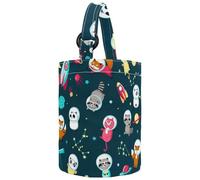 VAPOKF Womens Bucket Handbag, Space Planets Cute Animals Panda Raccoon Cat Fox Canvas Tote Bag Purses Trendy Shoulder Bag