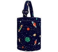 VAPOKF Womens Bucket Handbag, Space Planets Orbits Rockets Satellite Flying Saucer Stars Cosmos Canvas Tote Bag Purses Trendy Shoulder Bag