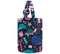 VAPOKF Womens Bucket Handbag, Underwater Dolphin Whale Jelly Seaweed and Corals Pattern Canvas Tote Bag Purses Trendy Shoulder Bag