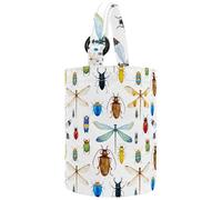 VAPOKF Womens Bucket Handbag, Watercolor Dragonflies and Beetles Pattern Canvas Tote Bag Purses Trendy Shoulder Bag