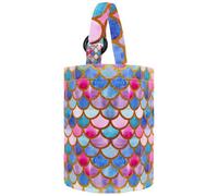 VAPOKF Womens Bucket Handbag, Watercolor Fish Mermaid Scales Pattern Canvas Tote Bag Purses Trendy Shoulder Bag