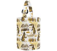 VAPOKF Womens Bucket Handbag, Watercolor Marmots in Hats Happy Groundhog Day Pattern Canvas Tote Bag Purses Trendy Shoulder Bag