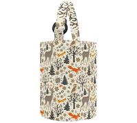 VAPOKF Womens Bucket Handbag, Winter Forest Owl Deer Fox Squirrel Birds Trees Dnowflakes Canvas Tote Bag Purses Trendy Shoulder Bag