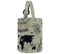 VAPOKF Womens Bucket Handbag, World Map and Leading Mark Wheel Canvas Tote Bag Purses Trendy Shoulder Bag