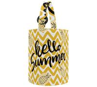 VAPOKF Womens Bucket Handbag, Yellow Hello Summer Pineapple Canvas Tote Bag Purses Trendy Shoulder Bag