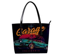VAPOKF Women's Totes Bag, Large Handbag Top-Handle Shoulder Bag for Travel Work School Shopping - Retro American Muscle Car