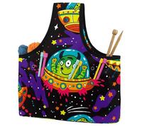 VAPOKF Yarn Storage Bag, Knitting Crochet Tote Bag, Yarn Holder with Pockets for Crocheting, Knitting Accessories (Alien Monsters Cartoon)