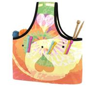 VAPOKF Yarn Storage Bag, Knitting Crochet Tote Bag, Yarn Holder with Pockets for Crocheting, Knitting Accessories (Hippie Style Peace Tai Chi Tie Dye)