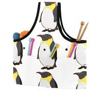 VAPOKF Yarn Storage Bag, Knitting Crochet Tote Bag, Yarn Holder with Pockets for Crocheting, Knitting Accessories (Cute Penguin)