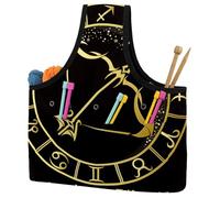 VAPOKF Yarn Storage Bag, Knitting Crochet Tote Bag, Yarn Holder with Pockets for Crocheting, Knitting Accessories (Zodiac Sagittarius Constellation Black)