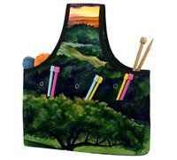 VAPOKF Yarn Storage Bag, Knitting Crochet Tote Bag, Yarn Holder with Pockets for Crocheting, Knitting Accessories (Sunset Watercolor Painting Art)