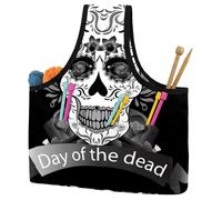 VAPOKF Yarn Storage Bag, Knitting Crochet Tote Bag, Yarn Holder with Pockets for Crocheting, Knitting Accessories (Day of The Dead Sugar Sukll)
