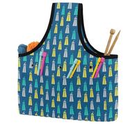 VAPOKF Yarn Storage Bag, Knitting Crochet Tote Bag, Yarn Holder with Pockets for Crocheting, Knitting Accessories (Lighthouse Blue Nautical)