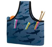 VAPOKF Yarn Storage Bag, Knitting Crochet Tote Bag, Yarn Holder with Pockets for Crocheting, Knitting Accessories (Shark Swarm Silhouette)