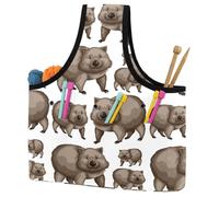 VAPOKF Yarn Storage Bag, Knitting Crochet Tote Bag, Yarn Holder with Pockets for Crocheting, Knitting Accessories (Cute Wombats)
