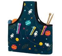 VAPOKF Yarn Storage Bag, Knitting Crochet Tote Bag, Yarn Holder with Pockets for Crocheting, Knitting Accessories (Outer Space Planets Alien Earth)