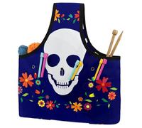 VAPOKF Yarn Storage Bag, Knitting Crochet Tote Bag, Yarn Holder with Pockets for Crocheting, Knitting Accessories (Mexico Day of The Dead Sugar Skull)