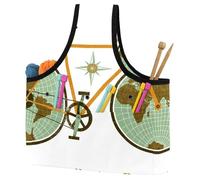 VAPOKF Yarn Storage Bag, Knitting Crochet Tote Bag, Yarn Holder with Pockets for Crocheting, Knitting Accessories (Around The World on Bike)