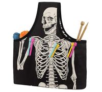 VAPOKF Yarn Storage Bag, Knitting Crochet Tote Bag, Yarn Holder with Pockets for Crocheting, Knitting Accessories (Human Skeleton has an idea)