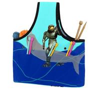 VAPOKF Yarn Storage Bag, Knitting Crochet Tote Bag, Yarn Holder with Pockets for Crocheting, Knitting Accessories (Uniwhale Narwhal)