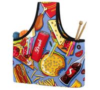 VAPOKF Yarn Storage Bag, Knitting Crochet Tote Bag, Yarn Holder with Pockets for Crocheting, Knitting Accessories (American Delicious Fat Food Pattern)
