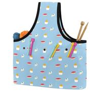 VAPOKF Yarn Storage Bag, Knitting Crochet Tote Bag, Yarn Holder with Pockets for Crocheting, Knitting Accessories (Cupcakes Dessert Doughnut Pattern Light Blue)